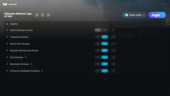 Captura de tela de cheats do Ultimate Admiral: Age of Sail