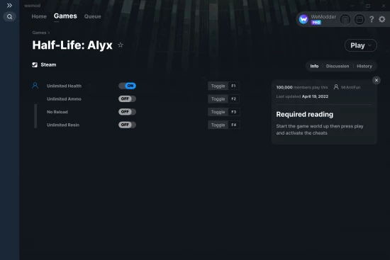 Half-Life: Alyx cheats screenshot