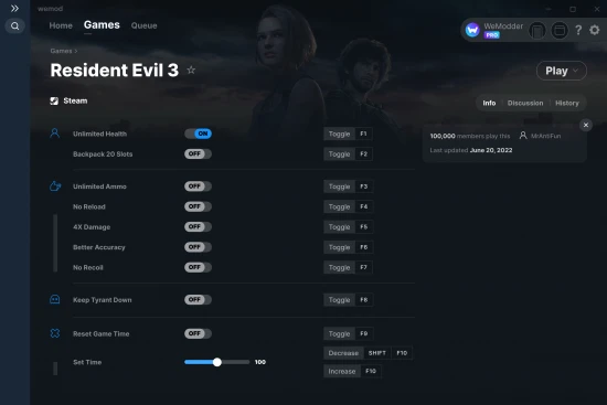 Resident Evil 3 Cheats And Trainers For Pc Wemod