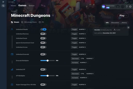 Minecraft Dungeons cheats screenshot