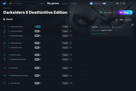 Darksiders II Deathinitive Edition cheats screenshot
