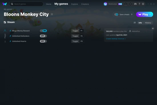 Bloons Monkey City cheats screenshot