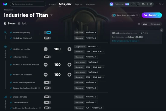 Capture d'écran de triches de Industries of Titan