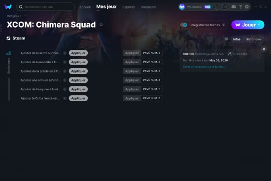 Capture d'écran de triches de XCOM: Chimera Squad