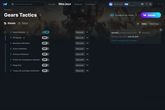 Capture d'écran de triches de Gears Tactics