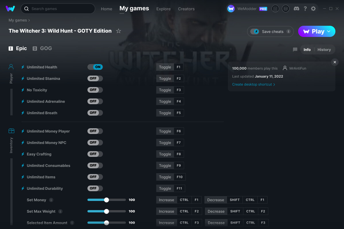 The Witcher 3: Wild Hunt - GOTY Edition Cheats and Trainer for Epic ...