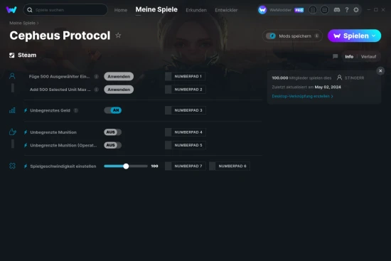 Cepheus Protocol Cheats Screenshot