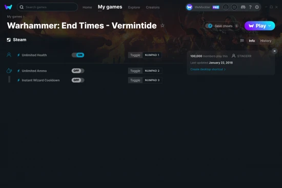 Warhammer: End Times - Vermintide cheats screenshot