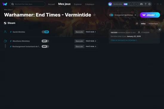 Capture d'écran de triches de Warhammer: End Times - Vermintide