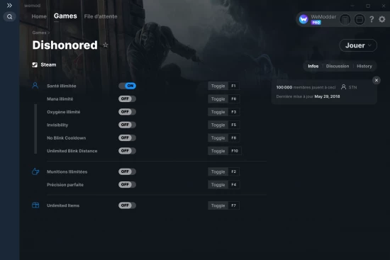 Capture d'écran de triches de Dishonored