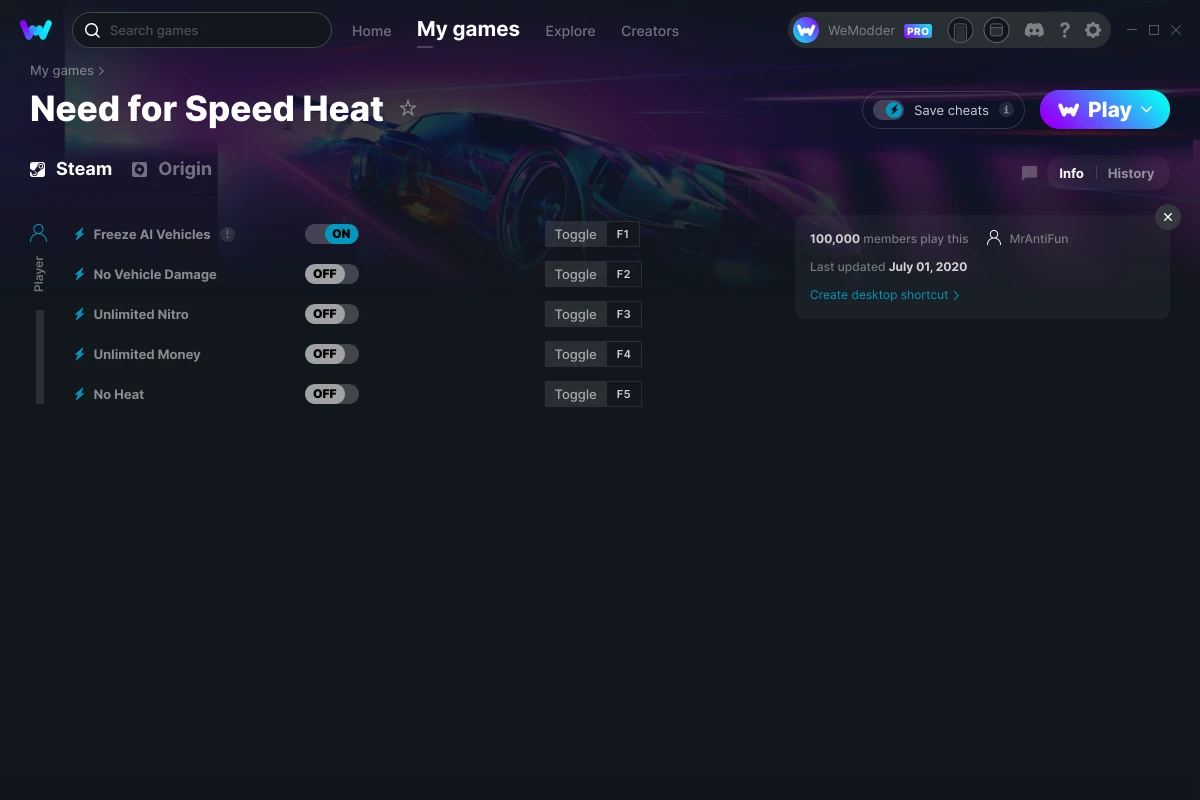 Need for Speed Heat Cheats and Trainers for PC -