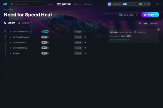 Need for Speed Heat cheats screenshot