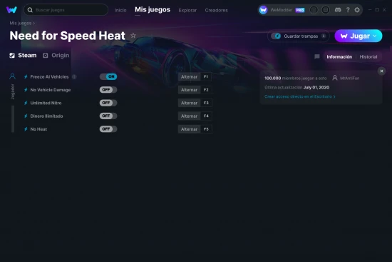 captura de pantalla de las trampas de Need for Speed Heat