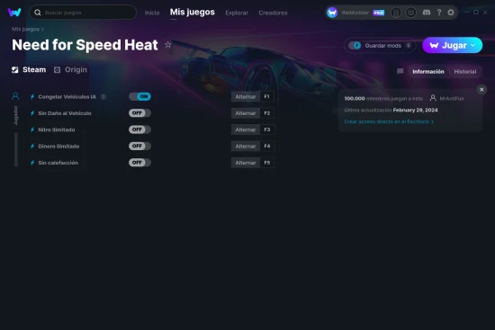 captura de pantalla de las trampas de Need for Speed Heat