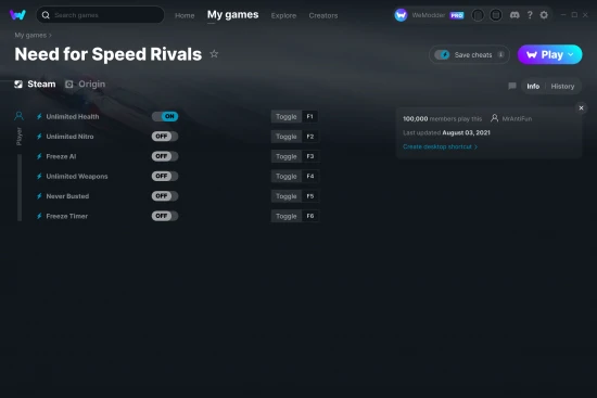 Need for Speed Rivals cheats screenshot