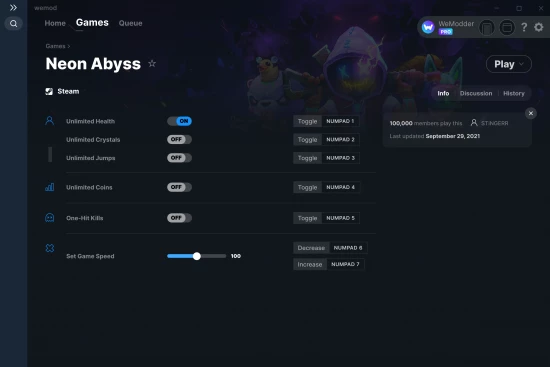 Neon Abyss cheats screenshot