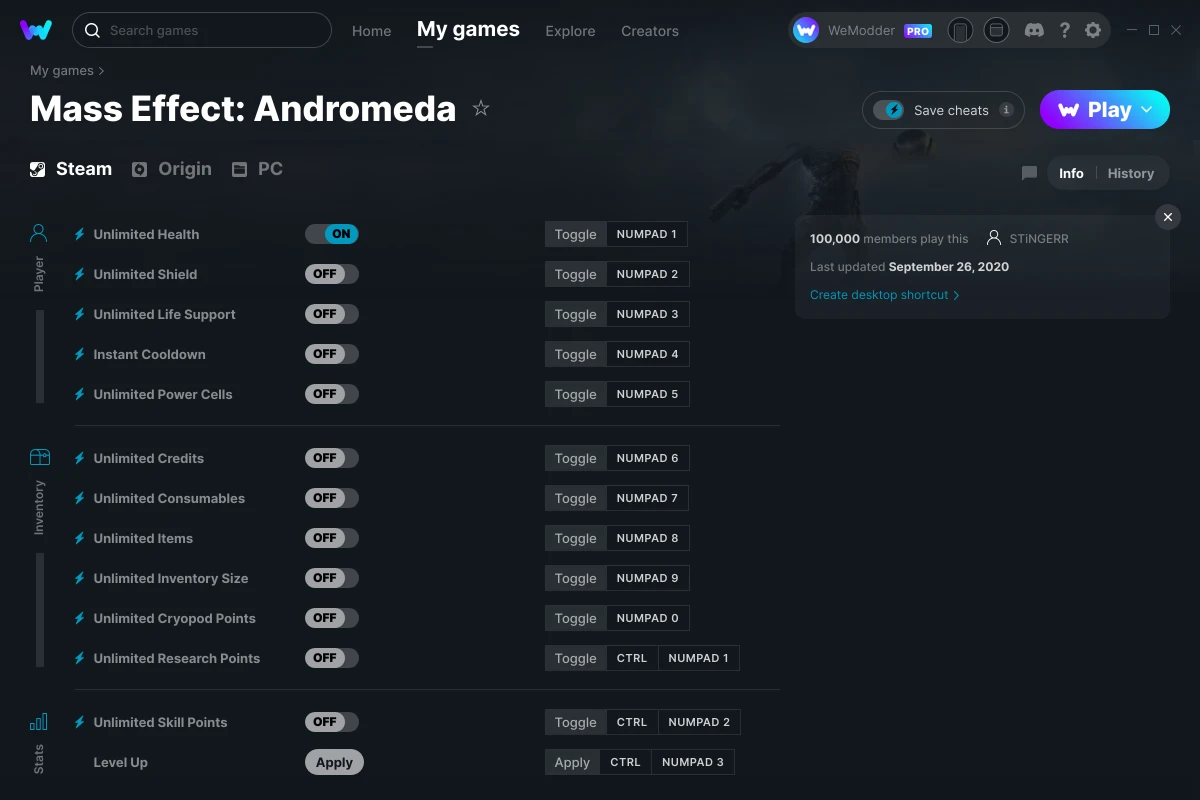 Cheats mass effect andromeda