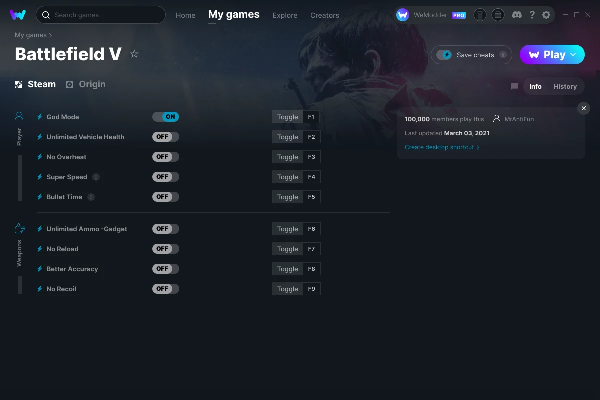 Battlefield V Cheats & Trainers for PC