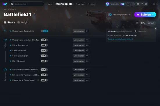 Battlefield 1 Cheats Screenshot