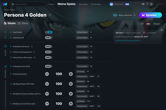 Persona 4 Golden Cheats Screenshot
