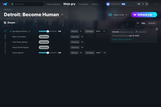 cheaty Detroit: Become Human zrzut ekranu
