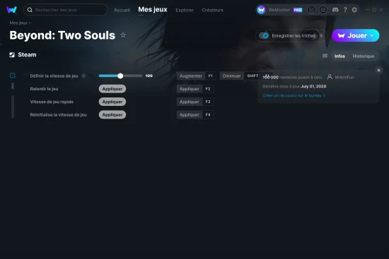 Capture d'écran de triches de Beyond: Two Souls