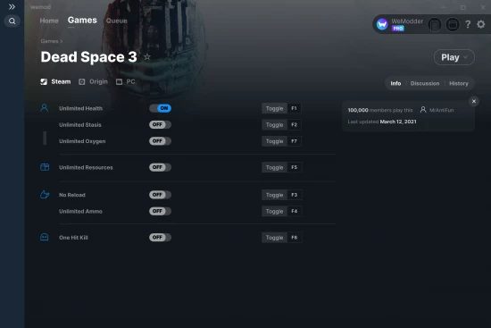 Dead Space 3 cheats screenshot
