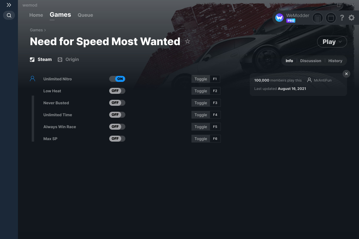 need for speed most wanted mod trainer