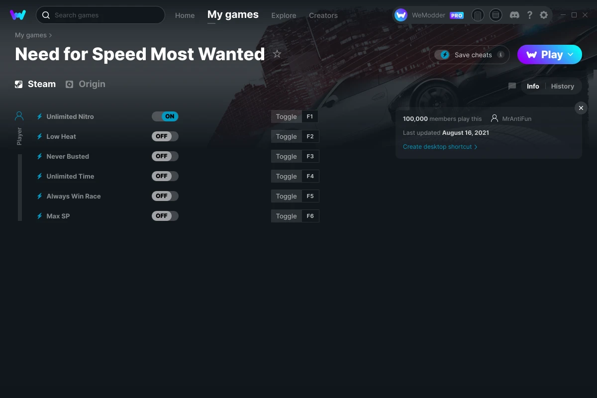 Need for Speed Most Wanted cheats screenshot