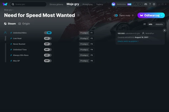 cheaty Need for Speed Most Wanted zrzut ekranu