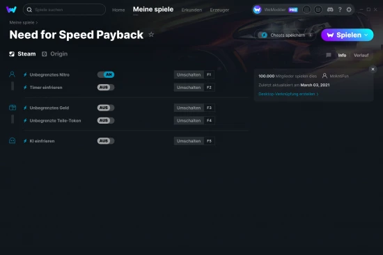 Need for Speed Payback Cheats Screenshot