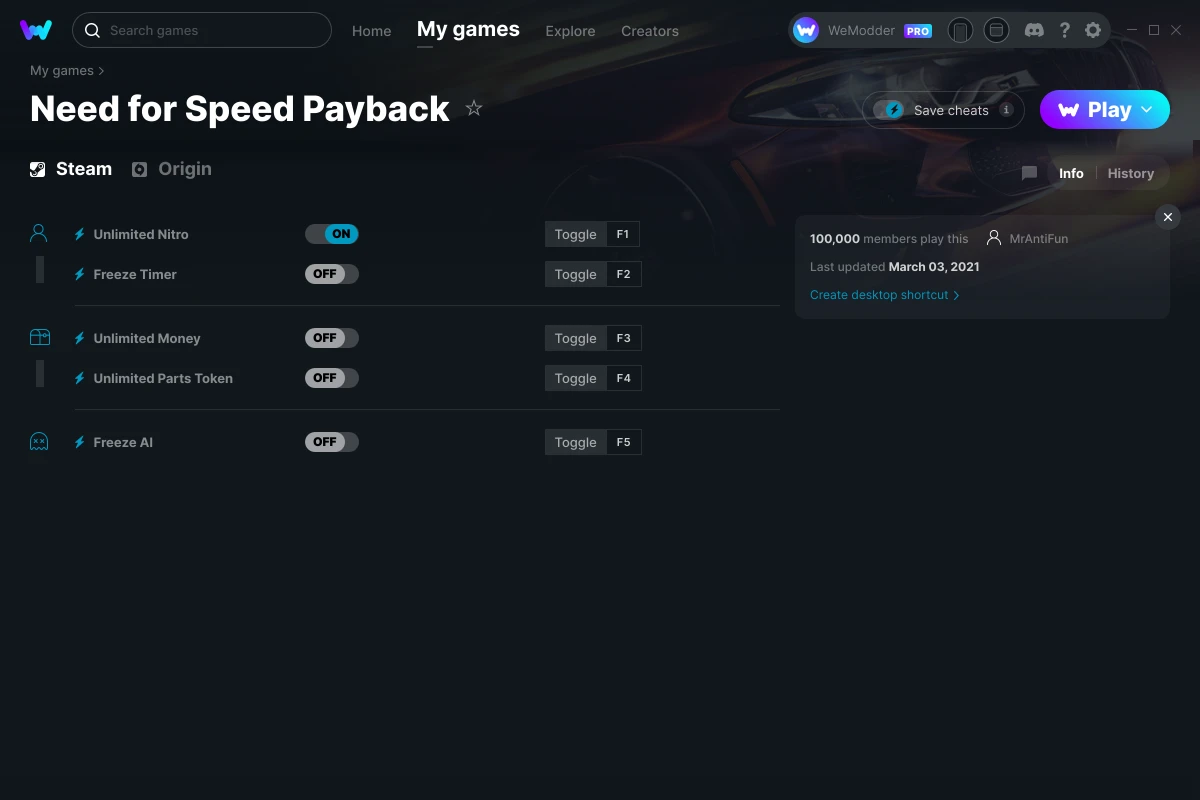 vandtæt tjeneren lighed Need for Speed Payback Cheats and Trainers for PC - WeMod
