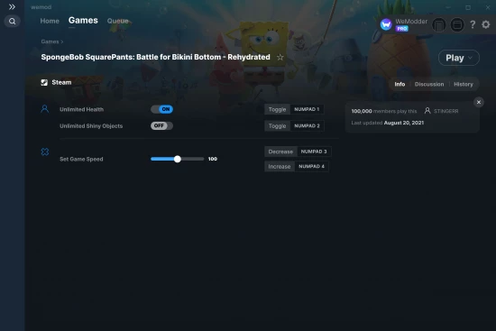 SpongeBob SquarePants: Battle for Bikini Bottom - Rehydrated cheats screenshot