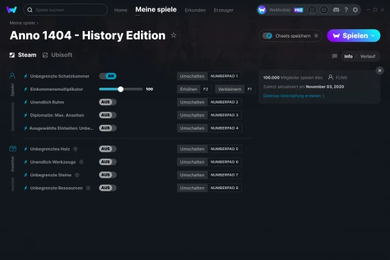 Anno 1404 - History Edition Cheats Screenshot