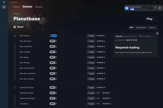 Planetbase cheats screenshot