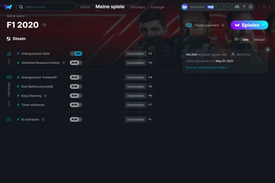 F1 2020 Cheats Screenshot