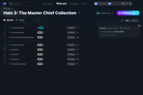 cheaty Halo 3: The Master Chief Collection zrzut ekranu