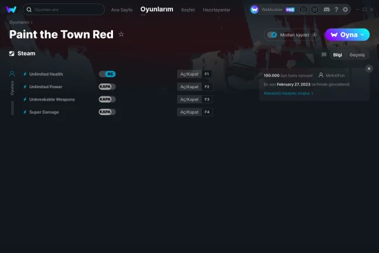 Paint the Town Red hilelerin ekran görüntüsü