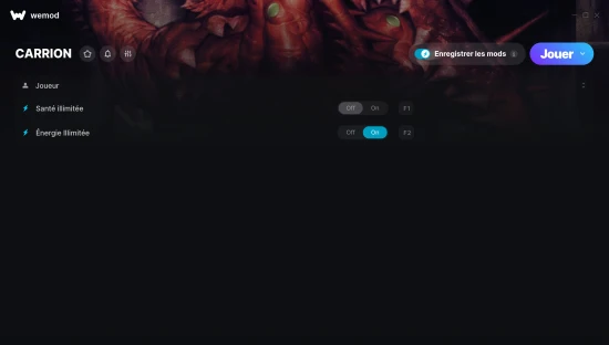 Capture d’écran des cheats pour CARRION