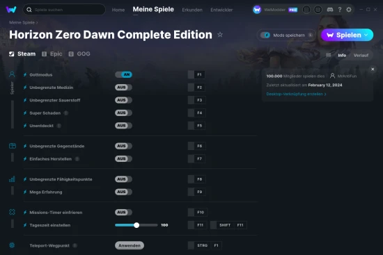 Horizon Zero Dawn Complete Edition Cheats Screenshot
