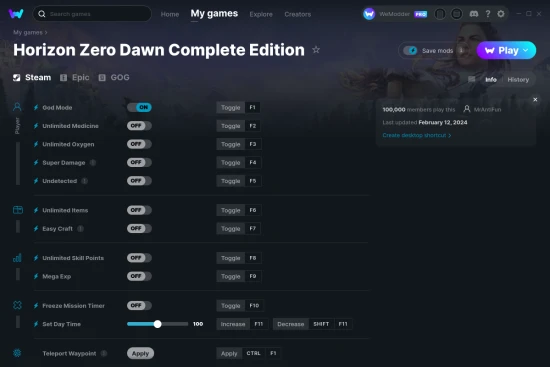 Horizon Zero Dawn Complete Edition cheats screenshot