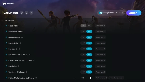 Capture d’écran des cheats pour Grounded