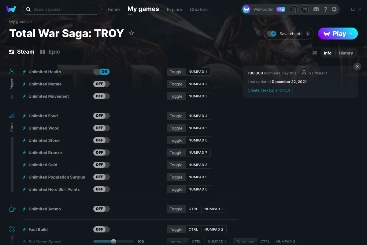 Total War Saga: TROY Cheats and Trainers for PC - WeMod