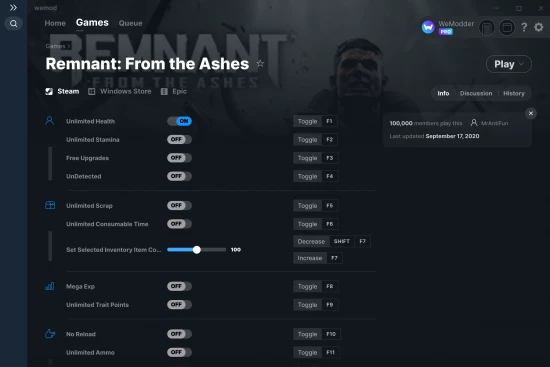 Remnant: From the Ashes cheats screenshot