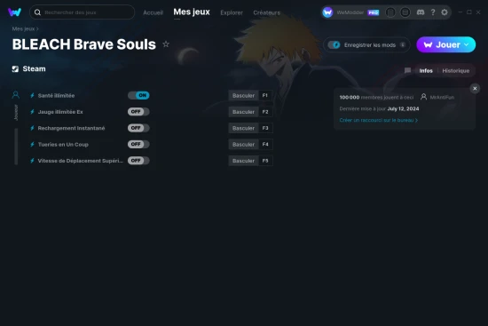 Capture d'écran de triches de BLEACH Brave Souls
