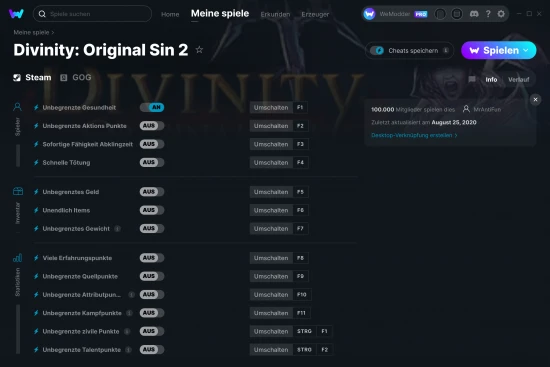 Divinity: Original Sin 2 Cheats Screenshot