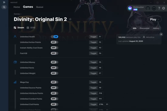 Divinity: Original Sin 2 cheats screenshot