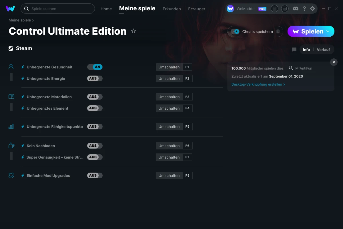Control Ultimate Edition Cheats Screenshot