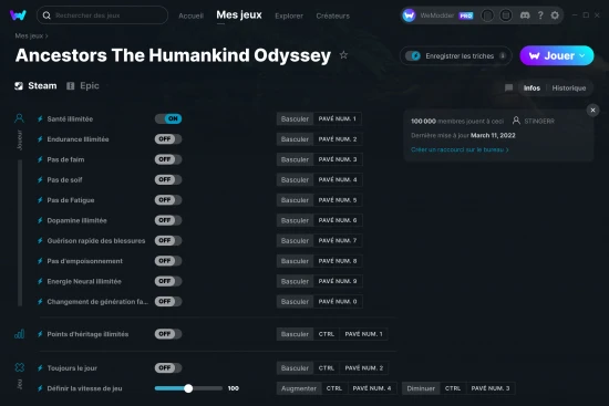 Capture d'écran de triches de Ancestors The Humankind Odyssey