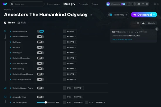cheaty Ancestors The Humankind Odyssey zrzut ekranu